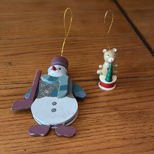 Snowman and Bear Christmas Ornaments